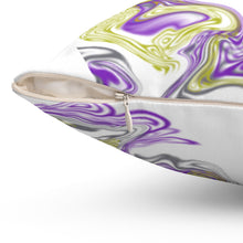 Load image into Gallery viewer, Fluid Pattern Purple and Gold Spun Polyester Square Pillow